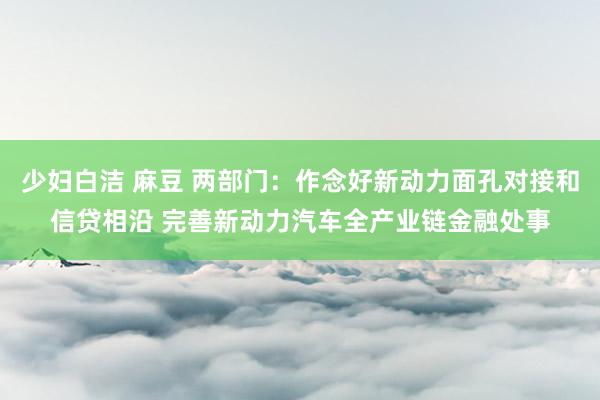 少妇白洁 麻豆 两部门：作念好新动力面孔对接和信贷相沿 完善新动力汽车全产业链金融处事