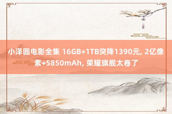 小泽圆电影全集 16GB+1TB突降1390元， 2亿像素+5850mAh， 荣耀旗舰太卷了