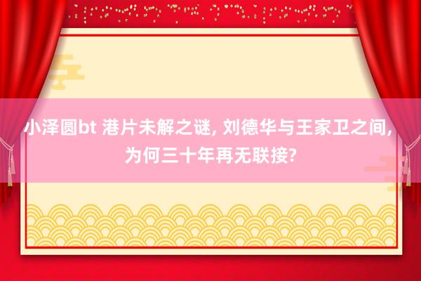 小泽圆bt 港片未解之谜， 刘德华与王家卫之间， 为何三十年再无联接?