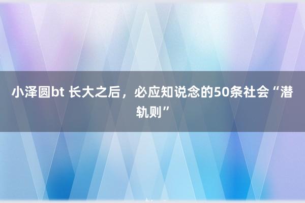 小泽圆bt 长大之后，必应知说念的50条社会“潜轨则”