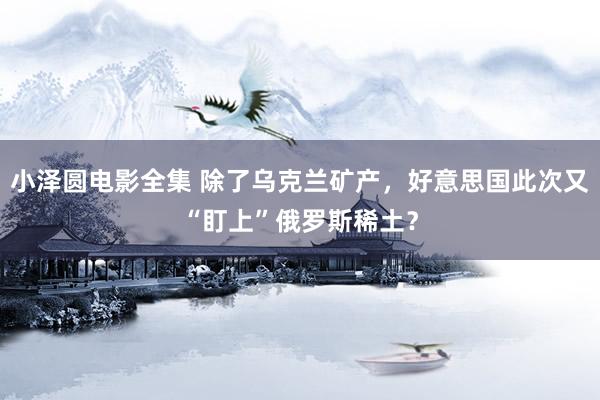 小泽圆电影全集 除了乌克兰矿产，好意思国此次又“盯上”俄罗斯稀土？