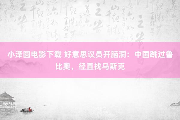 小泽圆电影下载 好意思议员开脑洞：中国跳过鲁比奥，径直找马斯克